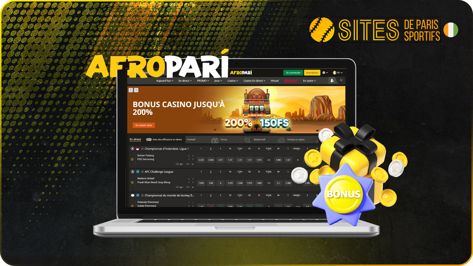 Afropari accorde un bonus de 300 % sur le premier dépôt, jusqu'à 130 000 XOF