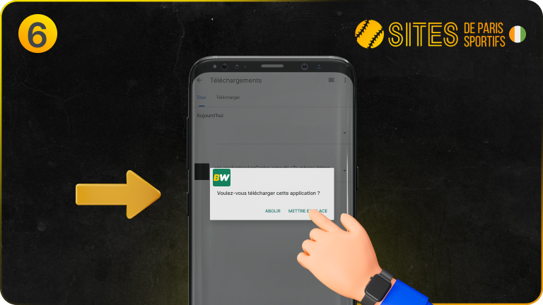 Confirmez l'installation de l'apk de BetWinner