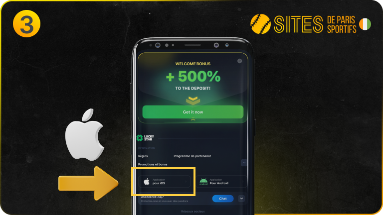 Cliquez sur l'option Application iOS