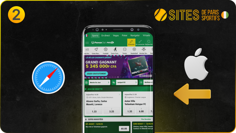 Rendez-vous sur le site officiel de Premier Bet