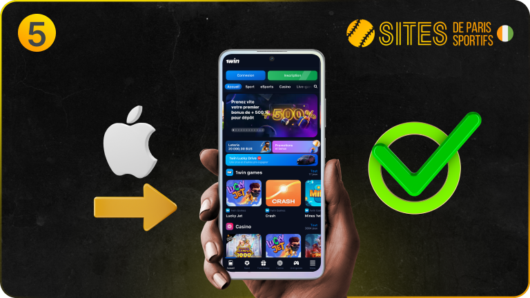 Attendez que l’installation se termine avant de lancer 1win sur iOS